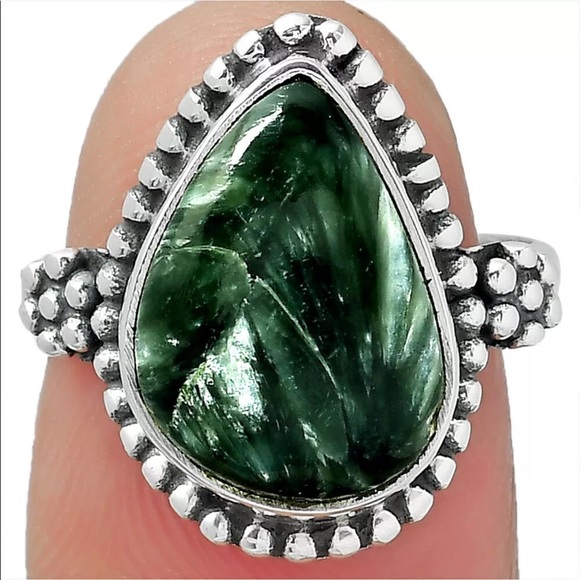 Gorgeous Russian Seraphinite ring size 6 3/4 - Picture 2 of 2